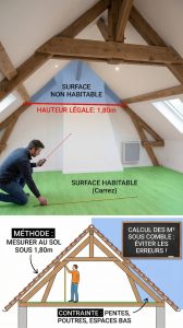 Comment calculer les m2 sous comble ? méthode, contraintes et erreurs à éviter