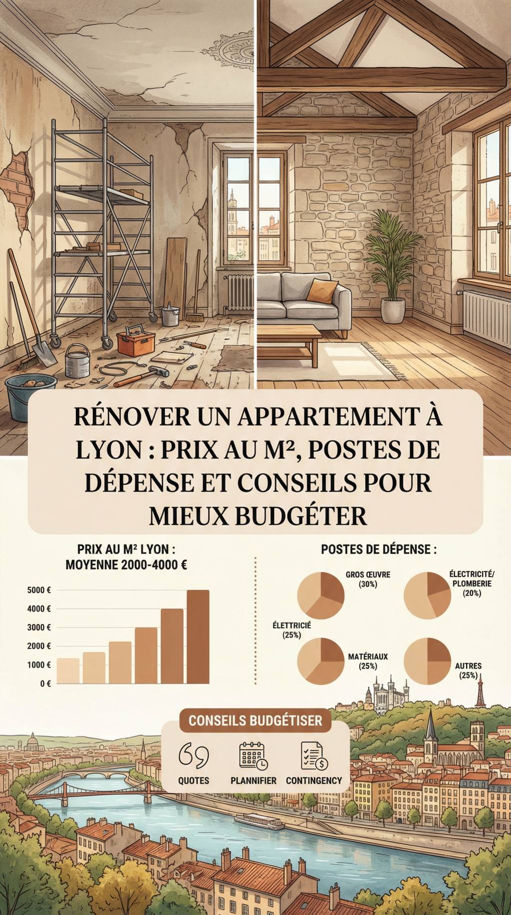 Rénover un appartement à Lyon : prix au m2, postes de dépense et conseils pour mieux budgéter
